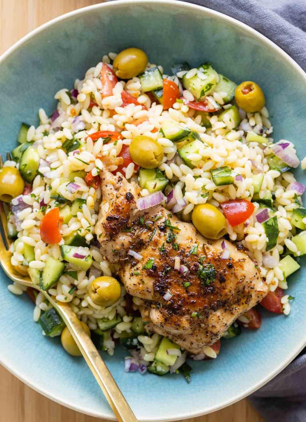 Easy Mediterranean Chicken Orzo