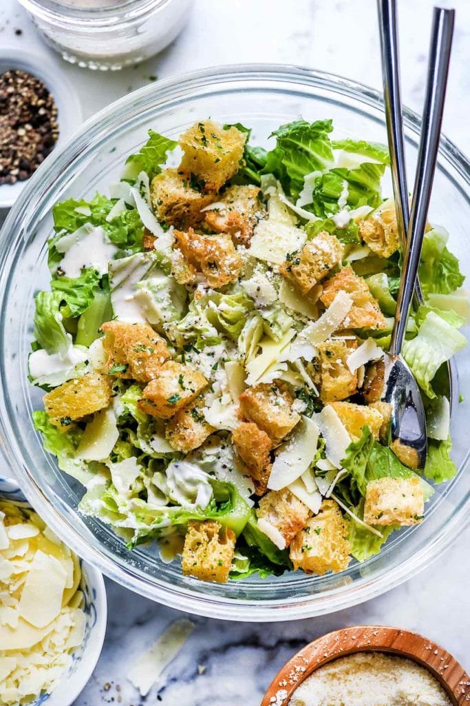 Caesar Salad with Garlic Croutons