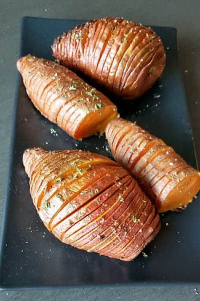 AIR FRYER HASSELBACK SWEET POTATOES