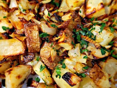 AIR FRYER POTATOES AND ONIONS