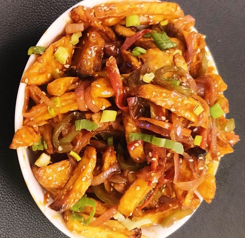 Honey Chilli Potato In Air Fryer Recipe