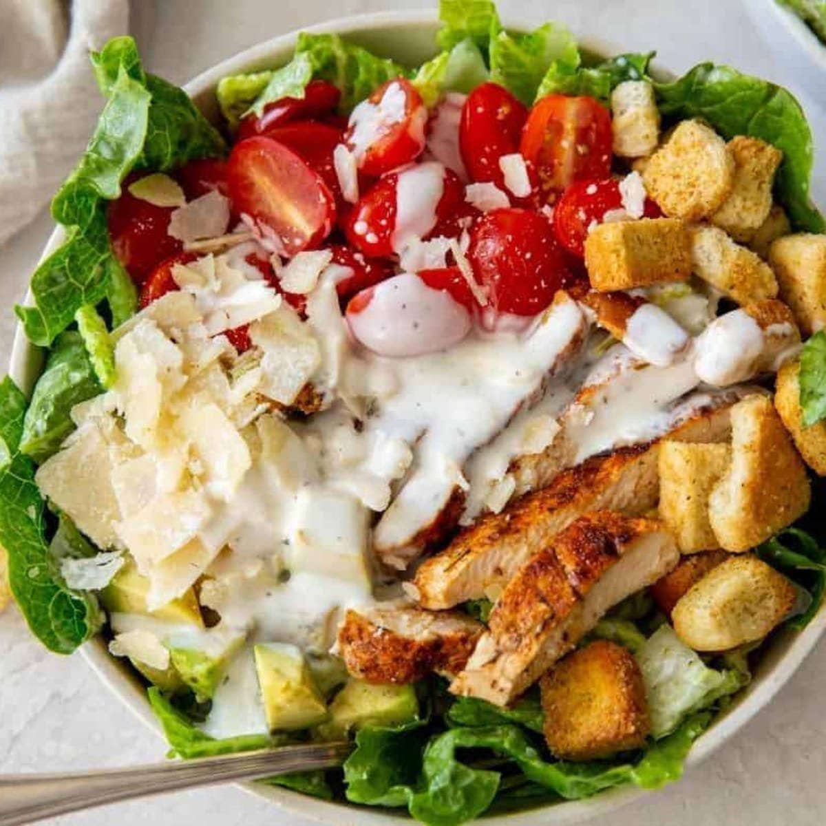 air fryer grilled chicken caesar salad