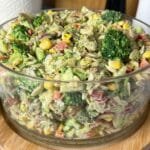 Pasta salad with chicken and broccoli