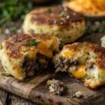 Cheesy Beef Stuffed Potato Cakes