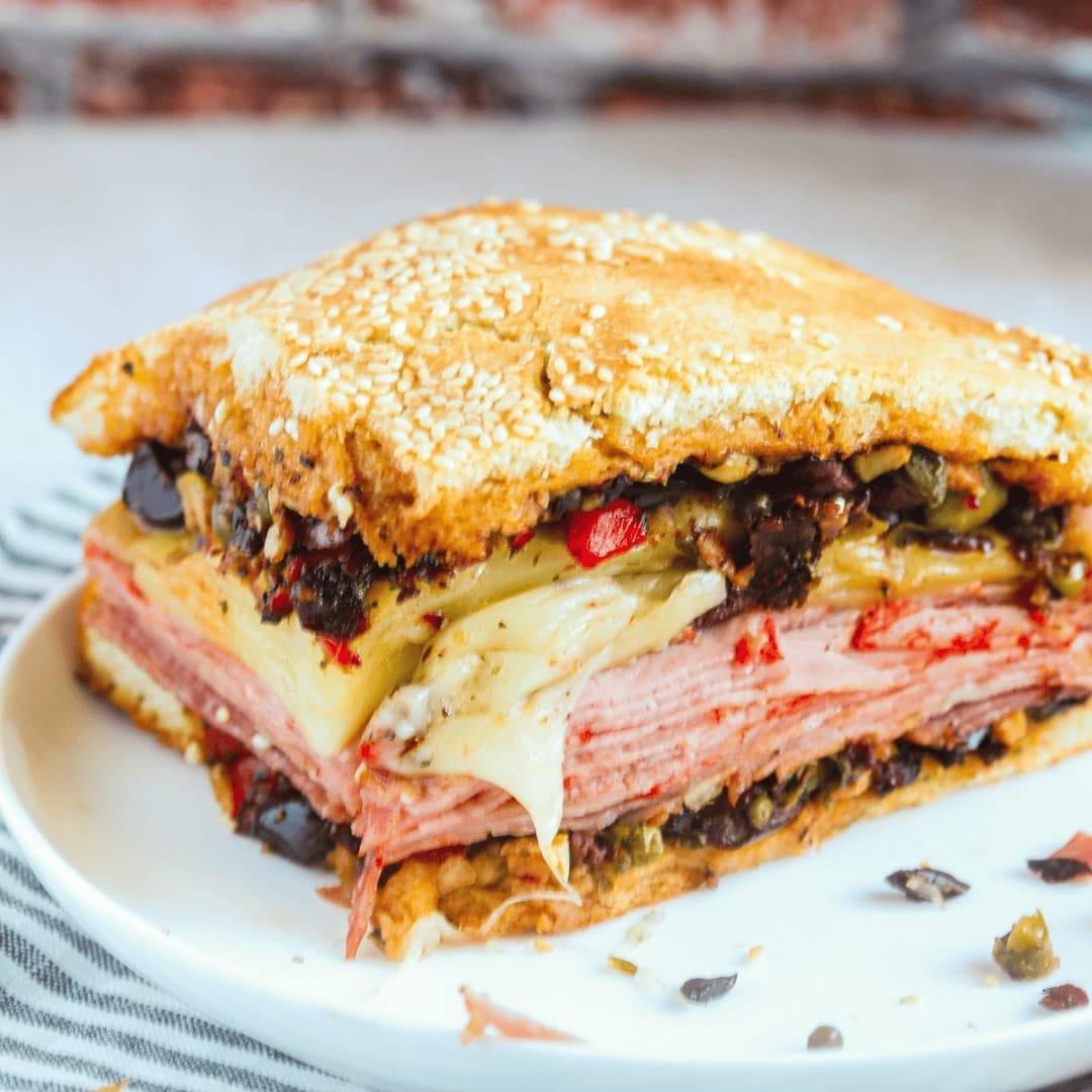 air fryer muffaletta sandwich