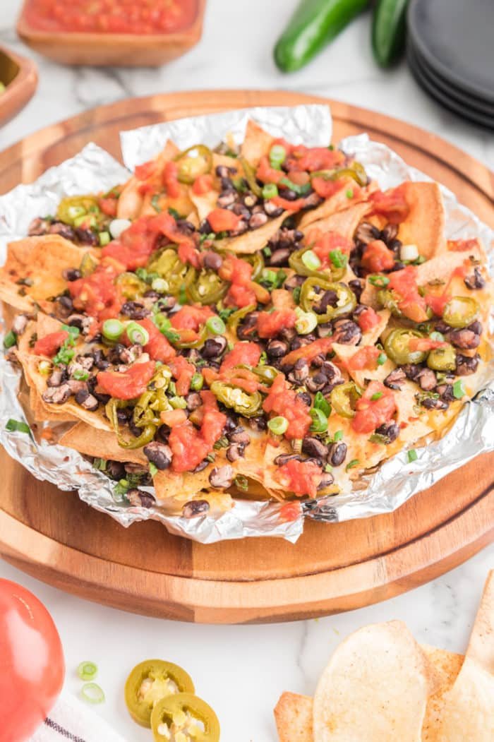 Air Fryer Loaded Nachos with Black Beans