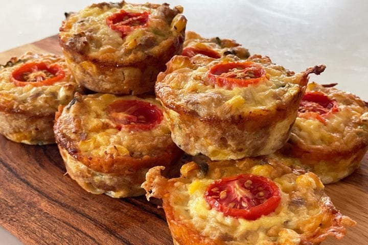 Mini crustless tuna And corn quiches