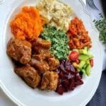 Beef with potato and spinach salad