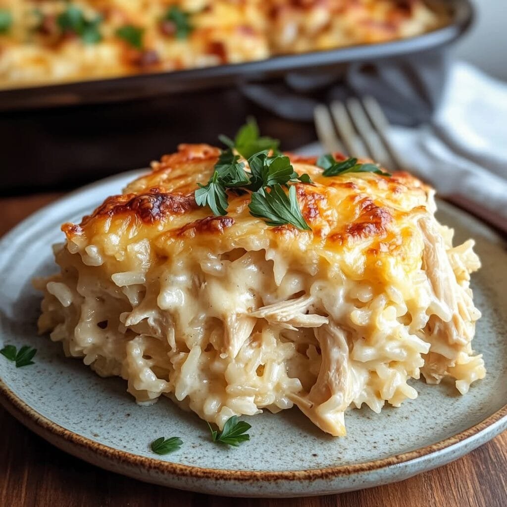 Creamy chicken Alfredo rice casserole - EASY RECIPES