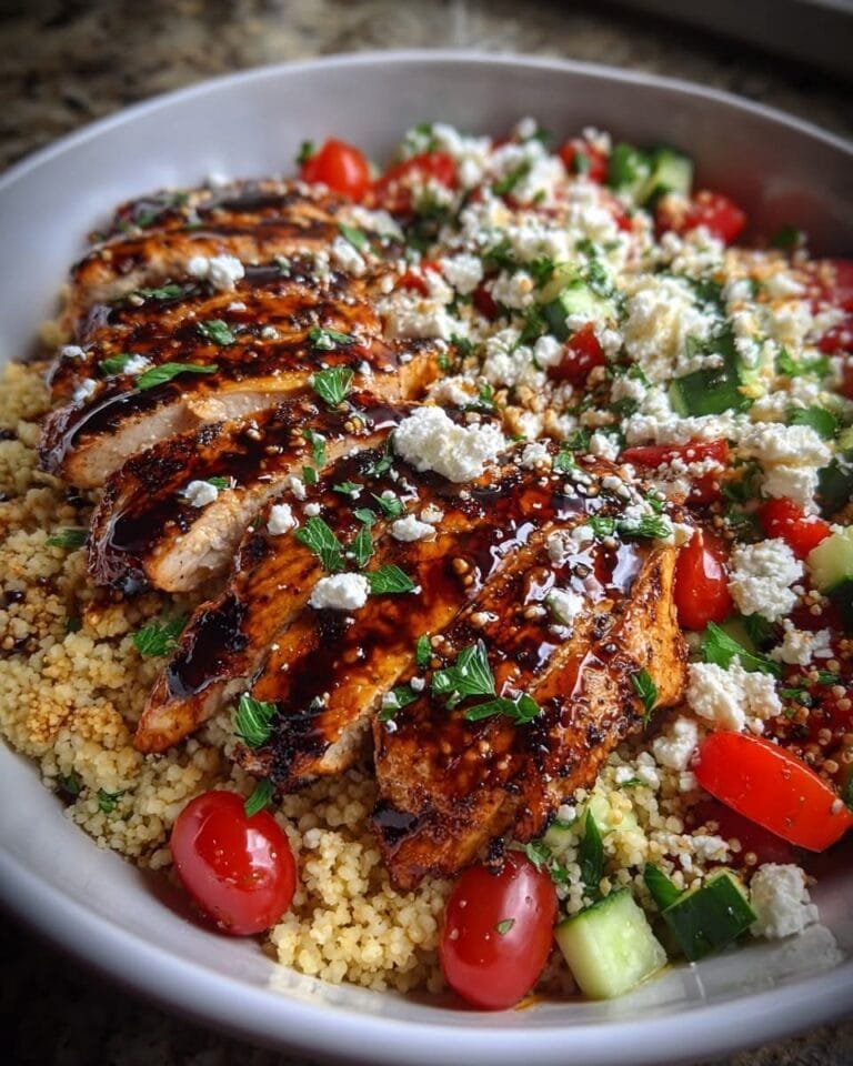 Honey Balsamic Grilled Chicken with Couscous and Feta - EASY RECIPES